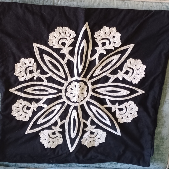 Pottery Barn Accents Pottery Barn Embroidered Black Pillow Cover 24x24 Poshmark